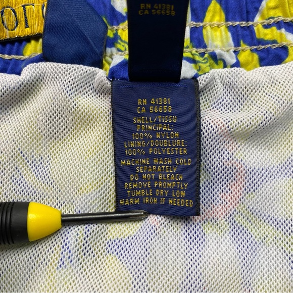 Polo Ralph Lauren Swim Trunks Men's XL Tall Blue Floral Lined Pockets Drawstring - Picture 10 of 16